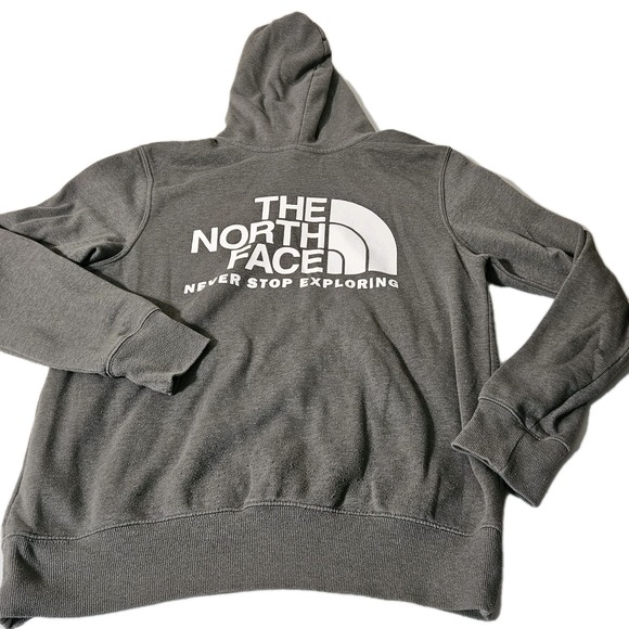 The North Face Men's M  Knit Pullover Hoodie Gray Thermal Cotton Blend EUC - Picture 4 of 8